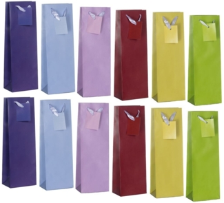 laro Geschenkbox Geschenktüten mit Henkel Flaschentüten Bunt Lines 12-96stk (12 St)