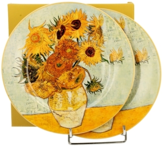 DUO ART GALLERY Dessertteller 2er Set SUNFLOWERS inspired by Vincent Van Gogh New Bone China Porzellan