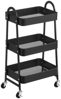 Songmics Servierwagen, Küchenwagen mit Griffen, 2 Bremsen, weiß