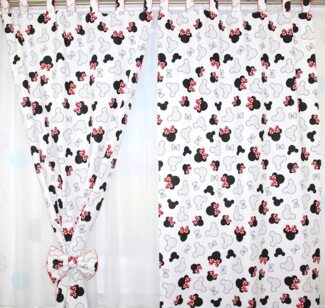 Kinderzimmer Vorhänge Gardinen 2er Set - Minnie - mit Schlaufen für Baby Kinder