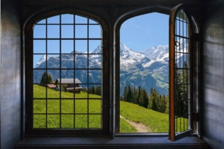 queence Wandsticker Südtirol, Wandsticker, Wandbild, selbstklebend, 3D, Fenster