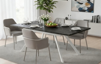 B&D home Esstisch LARS, Metallgestell schwarz oder weiß, ausziehbar 120-160cm, 4-6 Personen
