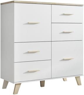 99rooms Latta 110 2D4S Kommode 119x110x45 Weiß Eiche