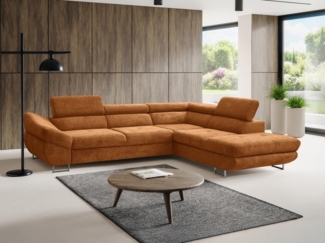 Vente-unique - Ecksofa mit Schlaffunktion - Ecke rechts - Strukturstoff - Terracotta - DALIAS