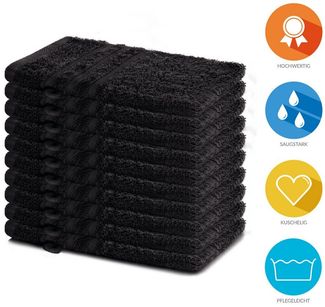 Lavea Waschhandschuh Elena, 15x21cm aus 100% Baumwolle, einzigartig weiche Waschhandschuhe mit Aufhänger (Set, 10-St), ideal für die schonende Reinigung des gesamten Körpers