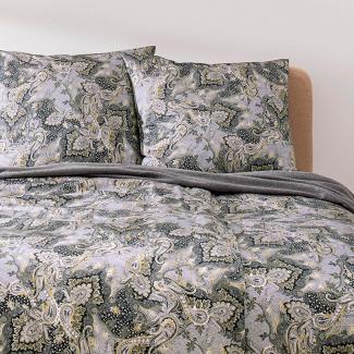 Estella Mako-Satin Bettwäsche 155x220 Tiberio silber gold schwarz Paisley 7572-820