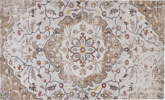 Teppich beige / braun 150x230 cm Blumenmuster Kurzflor KATTAKKADA