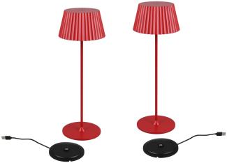 Akku LED Tischleuchten 2er SET kabellos für Innen & Außen, Rot - Höhe 39cm