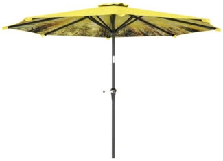 Outsunny Sonnenschirm mit Handkurbel, LxB: 294x294 cm, achteckig Terrassenschirm, Gartenschirm, Ø300 cm, für Strand Balkon Terrasse Garten, Gelb