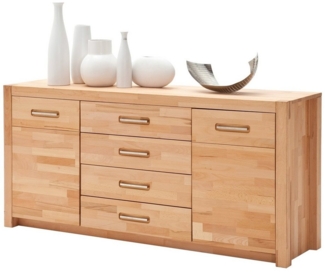 Massivart® Sideboard FENJA 163 cm / Massivholz Kernbuche geölt, 2 Türen / 4 Schubladen / 2 Einlegeböden