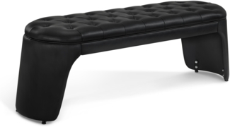 BarberPub 3-Sitzer Sitzbank für Friseursalon, Sitzbreite 150 cm, Moderne Wartebank Friseur, Polsterbank Schlafzimmer,Flurbank Friseureinrichtung W510 (Schwarz/Kunstleder)