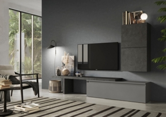 INOSIGN TV-Wand INFINITY, 4tlg. Breite 280 cm, Höhe variabel, Wohnwand, (Spar-Set, 4-St), (Lowboard, Vebindungsboden/Aufsatz, 2x Hängewürfel)