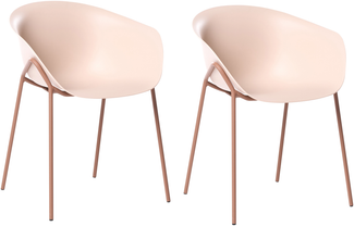 Gartenstuhl 2er Set METEORA Kunststoff Beige