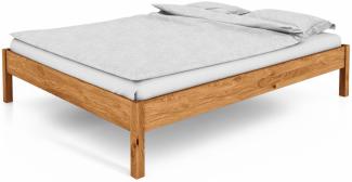 Bett Bento 1 Sonderlänge 100x220 Wildeiche massiv ohne Kopfteil mit Holzbeinen