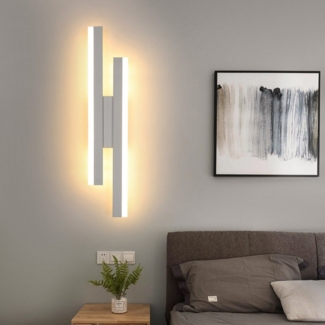 Goeco Wandleuchte Einfache LED Lampe,weiße Acryllampe,40*9.5*4cm,16W,3000K, Integrierte LED-Beleuchtung, Warmweiß