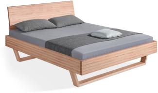 dormiente Massivholzbett Udana mit Rückenlehne Designbuche 90x220