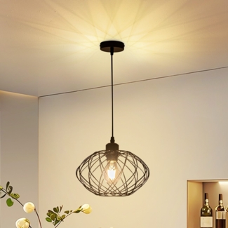 ZMH Hängelampe Industrial Schwarz Pendelleuchte - Hängeleuchte Metall Vintage E27 Pendellampe Retro Esszimmer Lampe Küche Hängend Wohnzimmer Flur Ohne Leuchtmittel