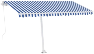 vidaXL Standmarkise Manuell Einziehbar 400x300 cm Blau/Weiß 3069536