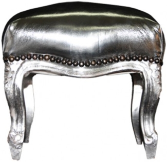 Casa Padrino Barock Fußhocker Silber / Silber - Hocker Möbel