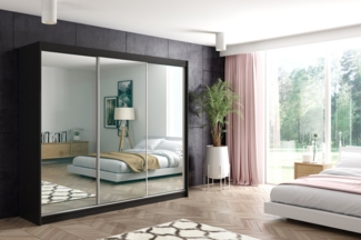 ALTDECOR Schiebetürenschrank DEBI (Kleiderschrank Garderobenschrank mit viel Stauraum Moderner Schrank) Spiegel Spiegeltüren Vielseitiger Schwebetürenschrank LED Beleuchtung