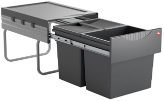 Hailo Abfallsammler 3641522 Raumspar-Tandem 2x 18 Liter dunkelgrau