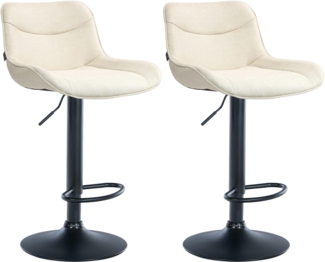 DELUKE® Barhocker 2er Set TAMPA - Creme, Stoff, Schwarz Barhocker mit Lehne Barstuhl Tresenhocker Tresenstuhl Kneipenhocker Kneipenstuhl