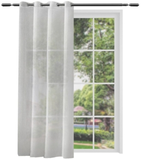 Woltu Gardine (2 St), Ösen, halbtransparent, mit Ösen Leinen Optik Ösenschal