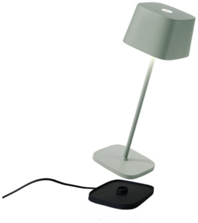 Zafferano, Ofelia Lampe, Kabellose, Wiederaufladbare Tischlampe mit Touch Control, Auch für den Außenbereich Geeignet, Dimmer, 2200-3000 K, Höhe 29 cm, Farbe Salbei