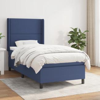 vidaXL Boxspringbett mit Matratze Blau 100x200 cm Stoff 3131335