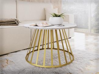 Couchtisch Montok, Beine aus Stahl (Farbe: Gold / Bianco Marmor)