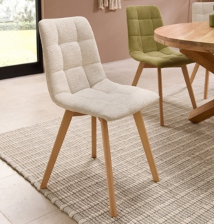 PREISBRECHER 4-Fußstuhl Belana (2er Set), (2er Set) in beige, Buche - 55 x 89 x 46 (BxHxT)