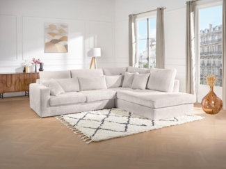 Vente-unique - Großes Ecksofa - Ecke rechts - Cord - Beige - MONDOVI II