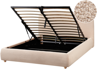 Bett mit Stauraum Bouclé BLAGNAC 140 x 200 cm Beige