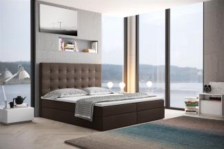 Boxspringbett Schlafzimmerbett TRIANA 180x200 cm in Kunstleder Braun