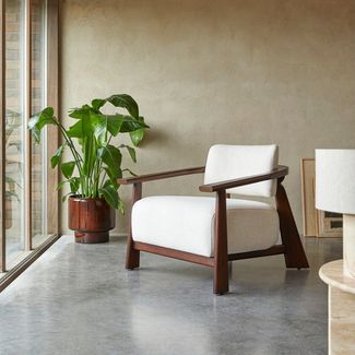 Tikamoon Sofa Sessel Matéo aus Mindiholz mit Stoffbezug, 1-Sitzer