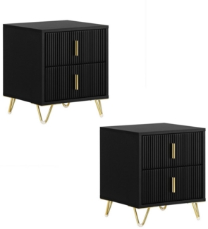 SoBuy Beistelltisch DE-FBT115x2, 2er Set, Nachtschrank mit 2/3 Schubladen, Beistelltisch, Nachtkommode