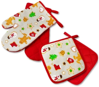 Delindo Lifestyle Topfhandschuhe und Topflappen, Ofenhandschuhe, (4-tlg), Hitzebeständig bis 250 °C für maximal 15 Sekunden