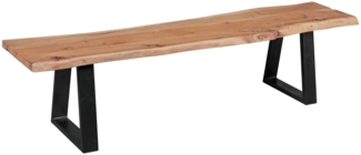Esszimmerbank GAYA Akazie Massivholz 180 x 45 x 40 cm Baumkante Metallbeine