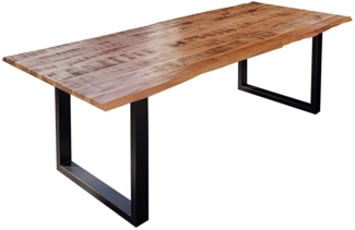 Esstisch Baumkante Massiv Mango naturfarben 260 x 100 schwarz U-Gestell DORA 82221521