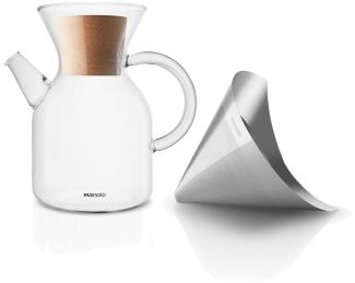 Eva Solo Pour-over Kaffeebereiter, Dauerfilter, Kaffeekanne, Borrosilikat-Glas/Kork/Edelstahl, Transparent, 1 L, 502710