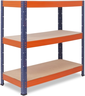 shelfplaza PRO 100 x 70 x 40 cm Schwerlastregal in blau-orange mit 3 Böden und 200 kg Traglast pro Boden