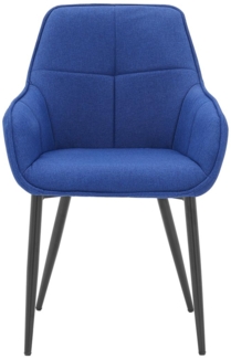 Armlehnstuhl Leinen Blau Stahl Schwarz