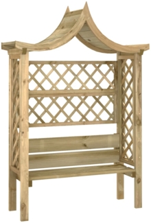 vidaXL Garten-Pergola mit Dach und Bank Kiefernholz Imprägniert 44951