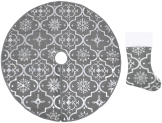 vidaXL Luxus-Weihnachtsbaumdecke mit Socke Grau 150 cm Stoff 330283