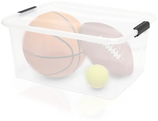 BigDean Aufbewahrungsbox mit Deckel transparent - 32L + Clipverschluss - Stapelbox Ordnungsbox Clipbox Lagerbox Box mit Deckel Storage Boxes - Klarsichtbox mit Deckel – stapelbar Schuhbox