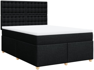 vidaXL Boxspringbett mit Matratze Schwarz 160x200 cm Stoff 3291347