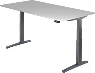 bümö elektrisch höhenverstellbarer Schreibtisch 200x100 cm mit Memory-Steuerung - Design Schreibtisch höhenverstellbar elektrisch, elektrischer Schreibtisch grau, Gestell graphit, XBHM2E-5-GG