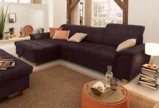Home affaire Ecksofa Lyla L-Form, mit Recamiere, wahlweise mit Rückenfunktion und zusätzlich mit Bett