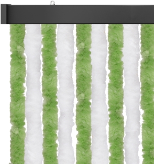 Flauschvorhang 90x200cm, perfekter Insekten- und Sichtschutz für Ihre Balkon- und Terrassentür, viele Farben Unistreifen grün - weiß