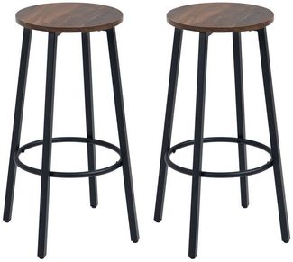 HOMCOM Barhocker Barstühle mit Fußstütze (Tresenstuhl, 2 St, Tresenhocker), Braun+Schwarz 42 x 42 x 65 cm
